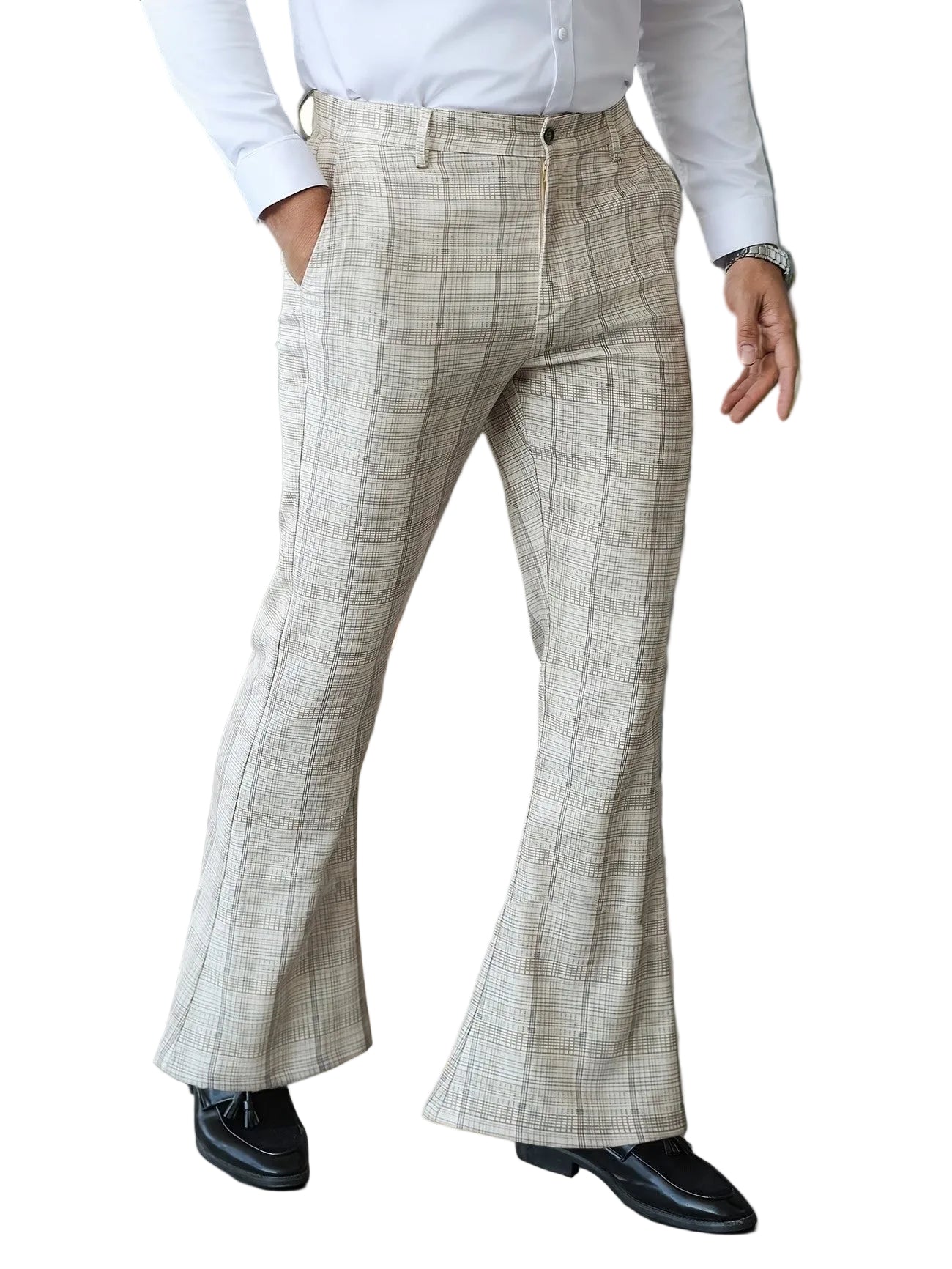 Men's Flared Plaid Pants