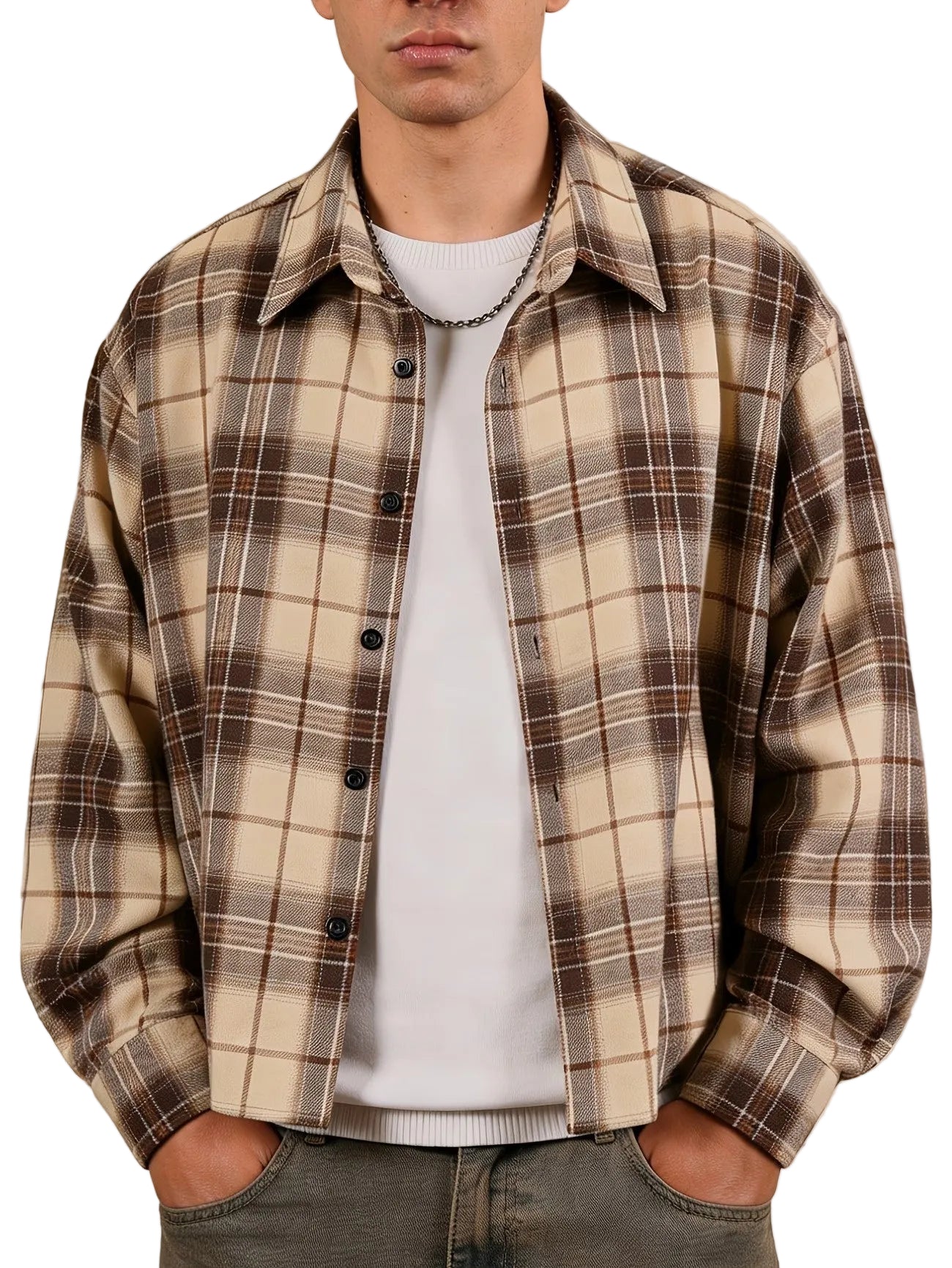 Men's Long-Sleeved Checked Shirt