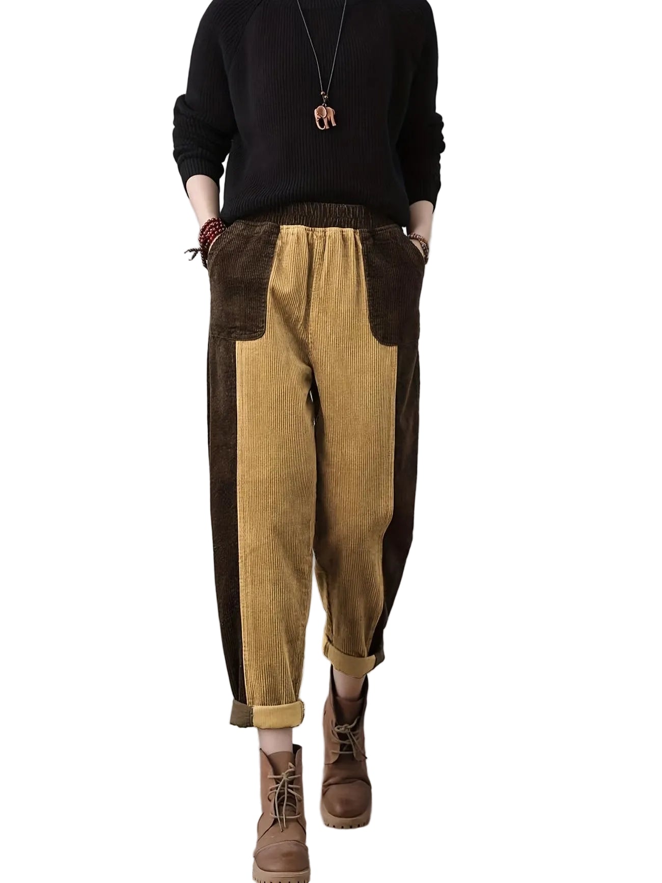 Women's Pants with Contrasting Panels